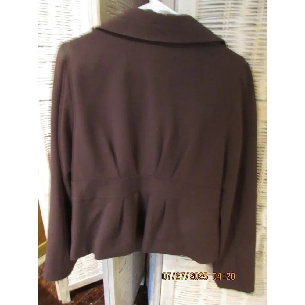 apt 9 size 12 women's blazer jacket lined large lapel tapered brown office